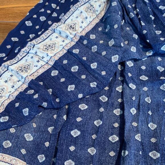 Lily Morgan skirt, mini, full, boho, pull on, Sz L, EUC, navy - Picture 4 of 14